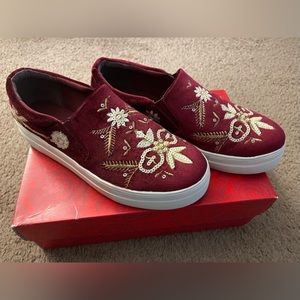 Burgundy Sequin & Velvet Carlos Santana Slip On